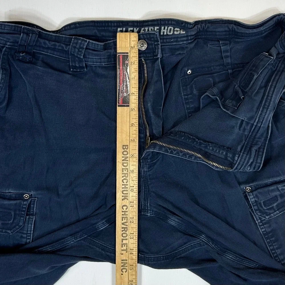 Duluth Trading Co Flex Fire Hose Relaxed Fit Cargo Pants Navy Blue 42x30 Mens